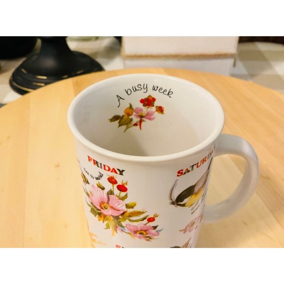 Days of the Week Bird Mug. Valerie Pfeiffer Design Porcelain Capilano - Picture 5 of 6